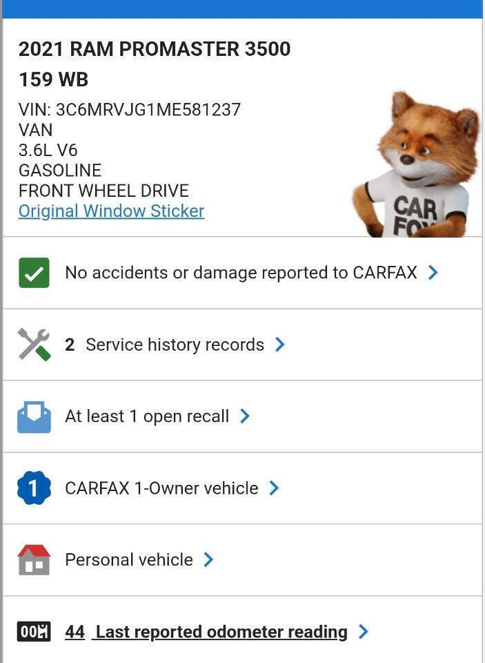 Used 2021 RAM ProMaster 3500 w/ RV Ready Prep Package image 5