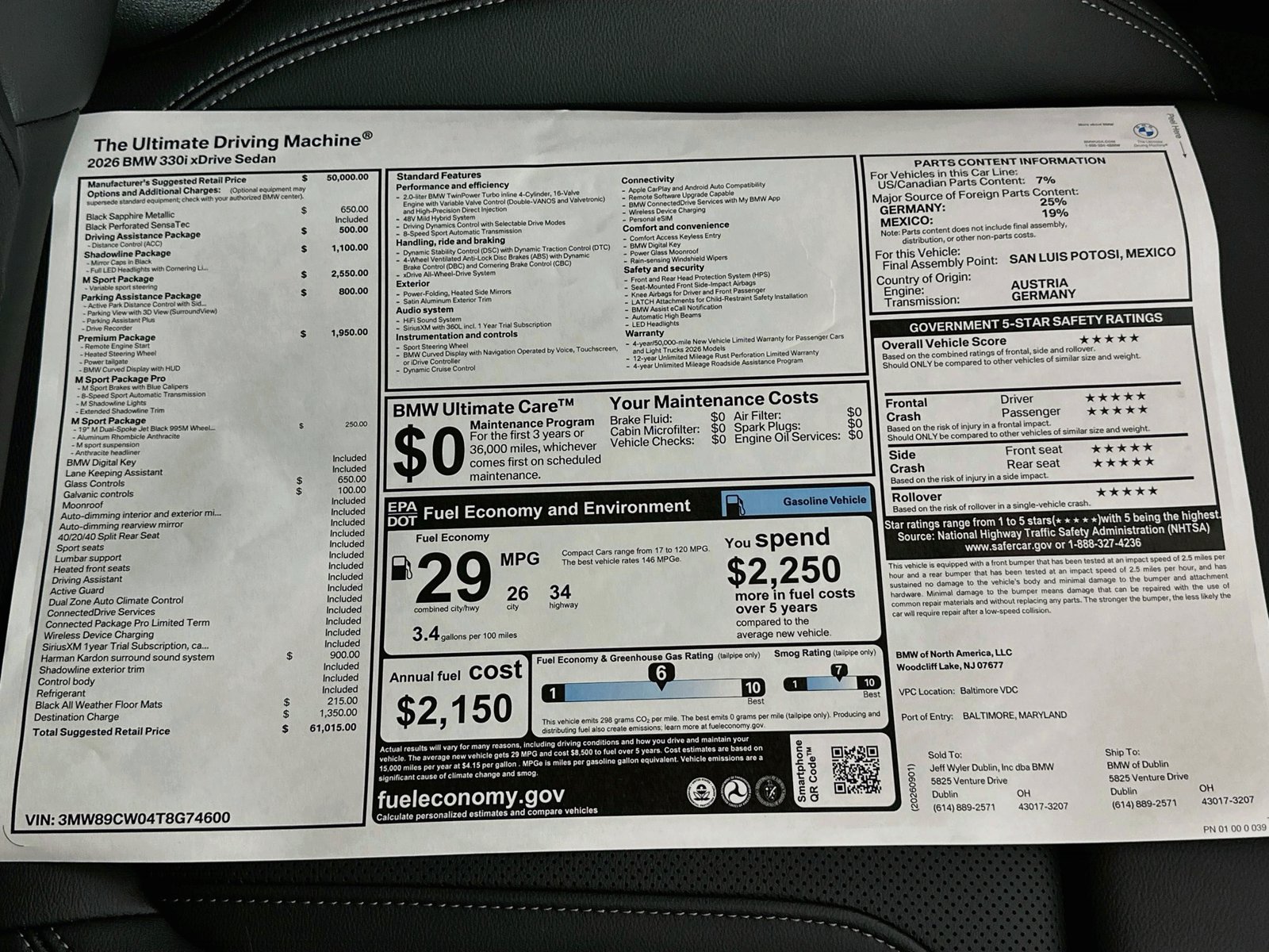 New 2026 BMW 330i xDrive Sedan w/ M Sport Package AWD/4WD image 48