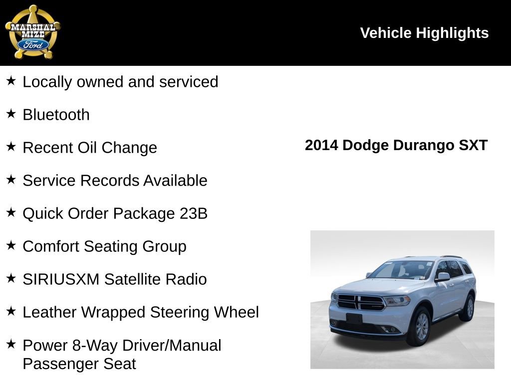 Used 2014 Dodge Durango SXT w/ Quick Order Package 23B image 2