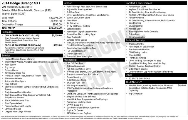Used 2014 Dodge Durango SXT w/ Quick Order Package 23B AWD/4WD image 12