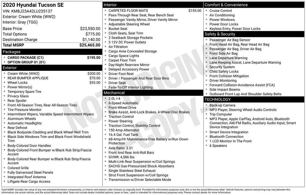 Used 2020 Hyundai Tucson SE w/ Cargo Package FWD image 26