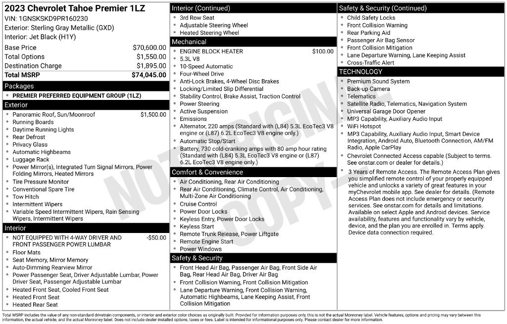 Used 2023 Chevrolet Tahoe Premier AWD/4WD image 2