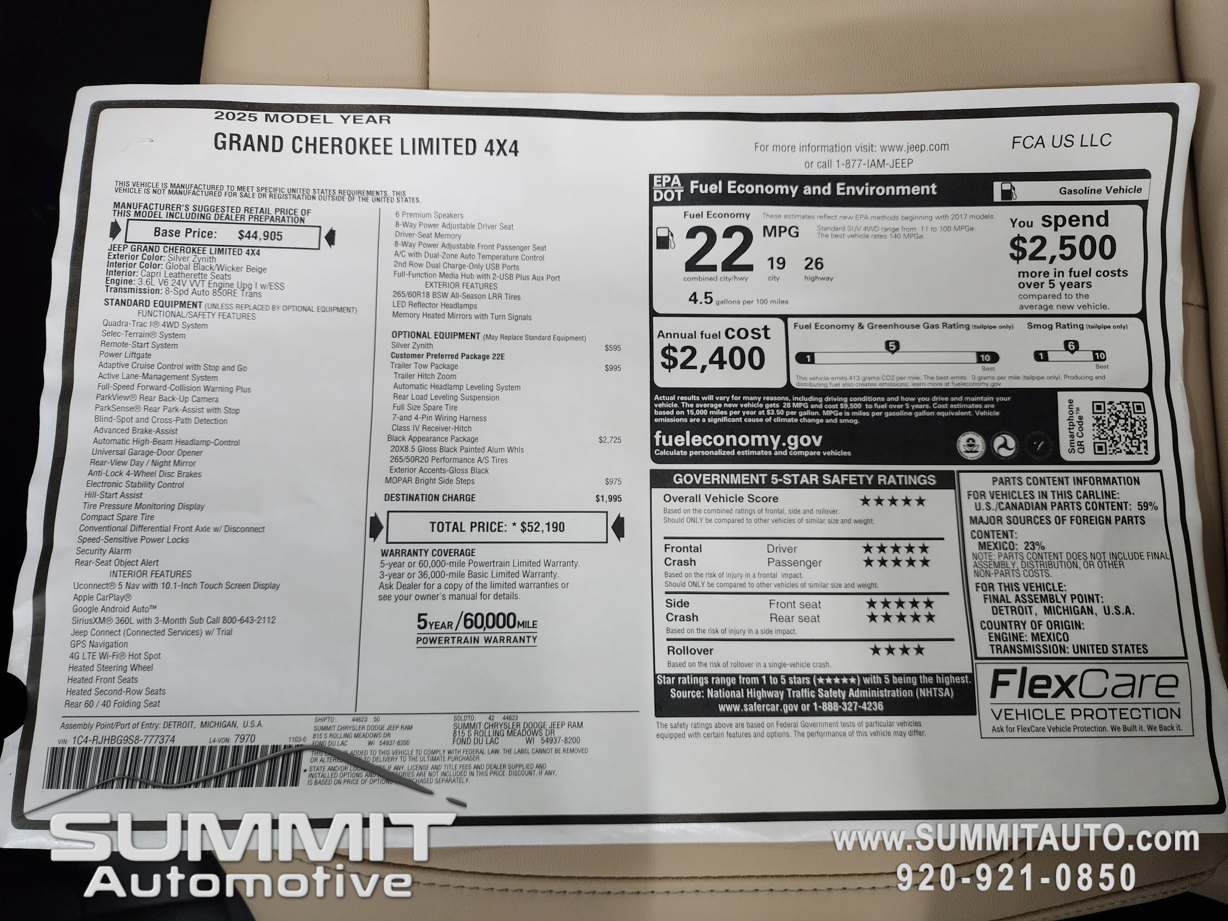 New 2025 Jeep Grand Cherokee Limited w/ Black Appearance Package image 40