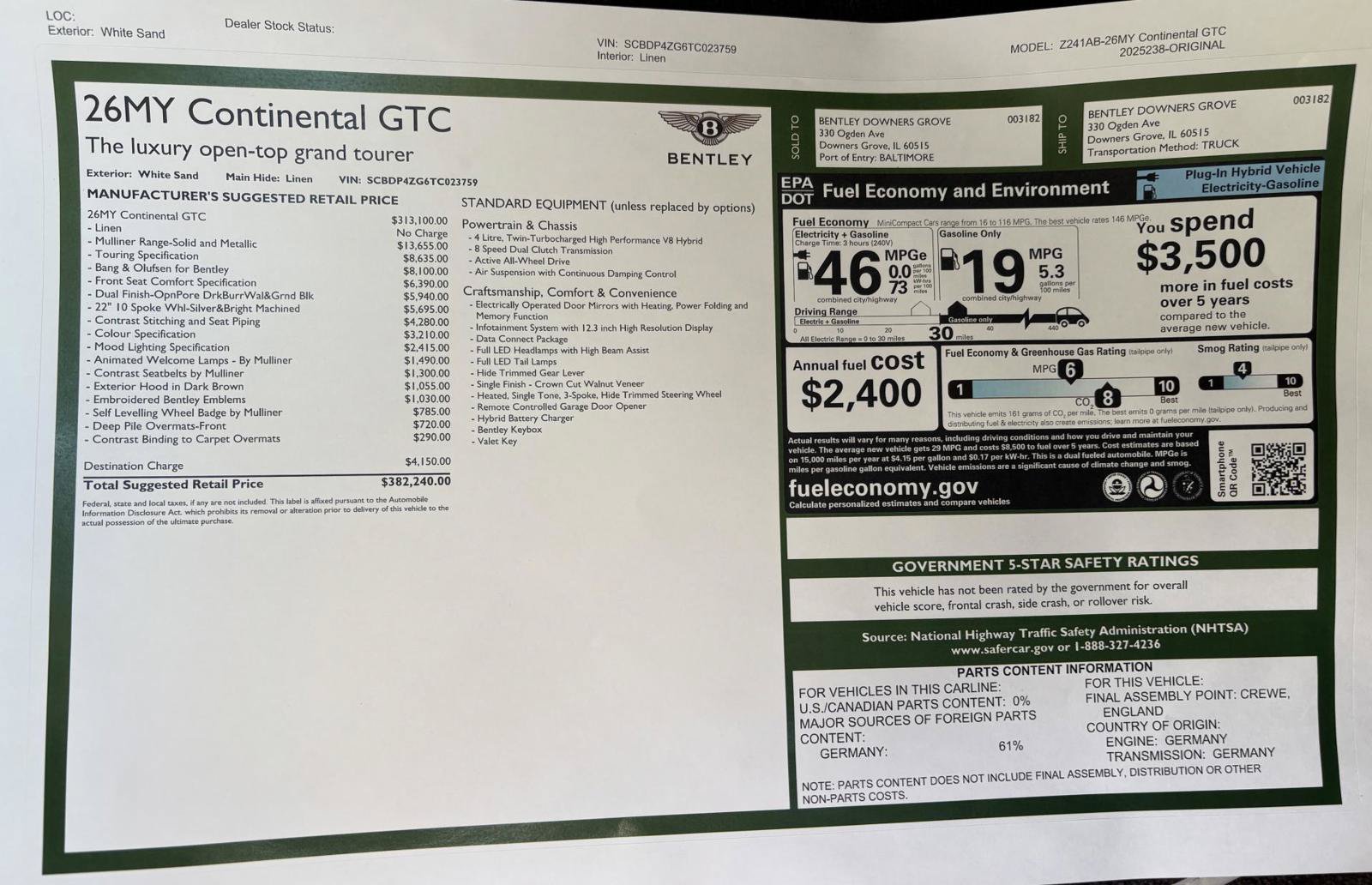 New 2026 Bentley Continental GTC AWD/4WD image 55