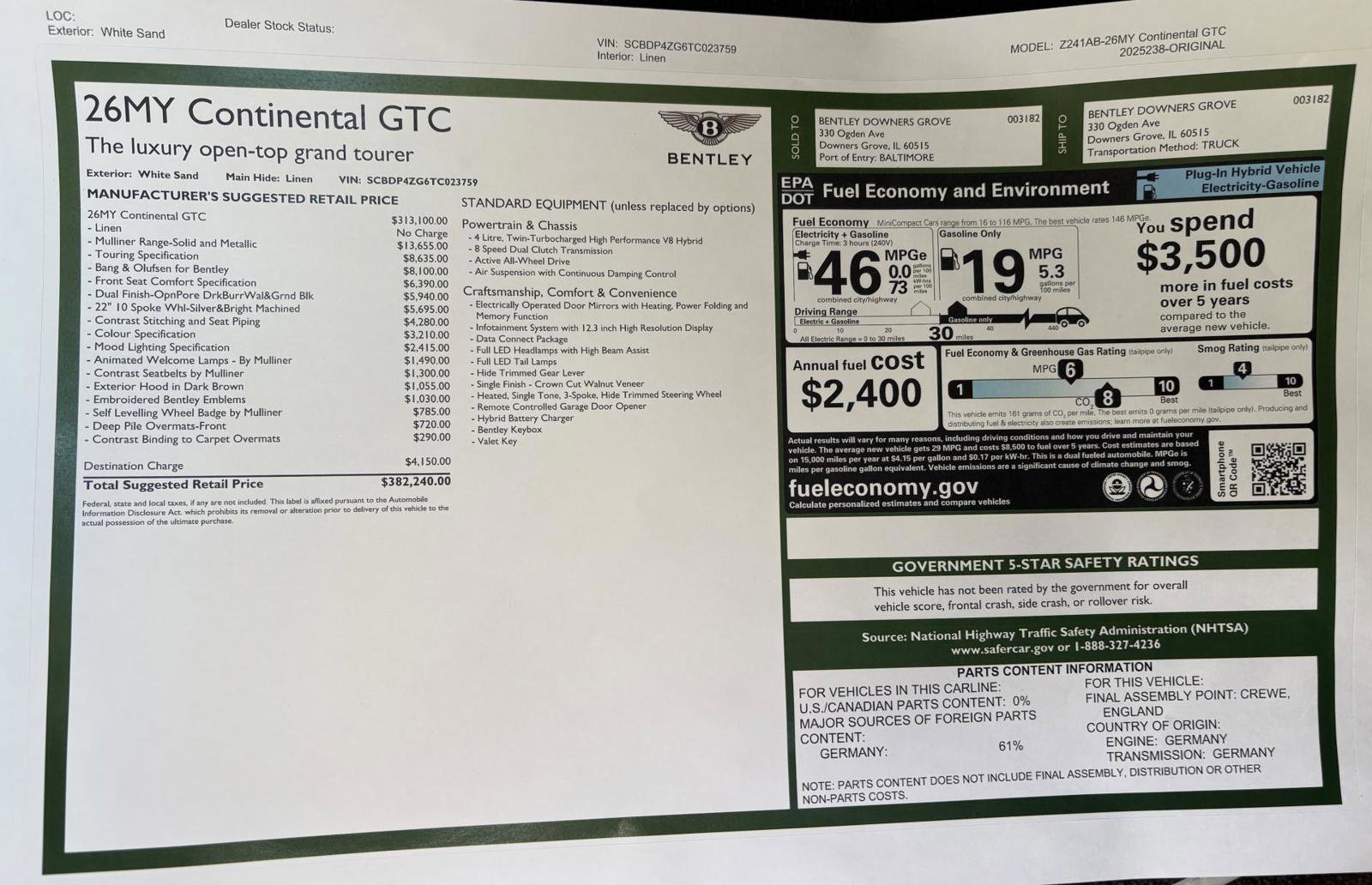 New 2026 Bentley Continental GTC image 55