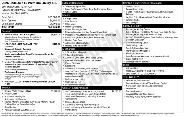 New 2026 Cadillac XT5 Premium Luxury w/ Driver Assist Package AWD/4WD image 31