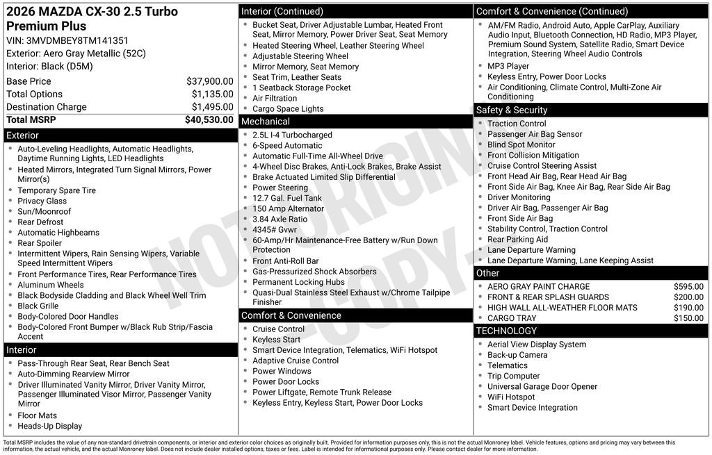 New 2026 MAZDA CX-30 2.5 Turbo w/ Premium Plus Pkg AWD/4WD image 4