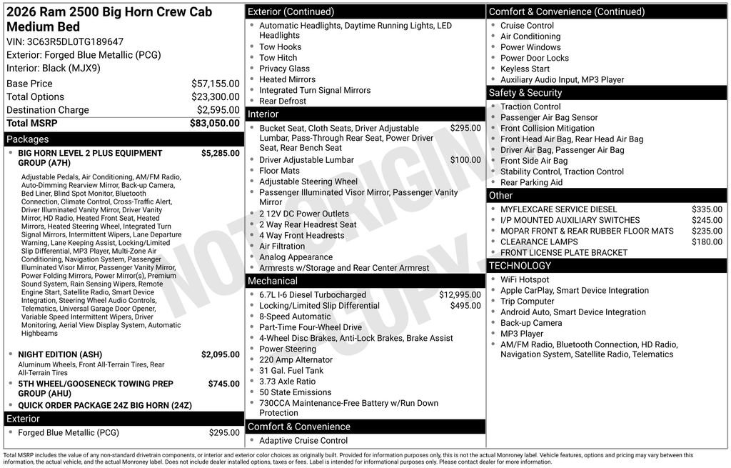 New 2026 RAM 2500 Big Horn AWD/4WD image 3