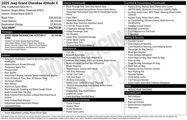 New 2025 Jeep Grand Cherokee Altitude image 32