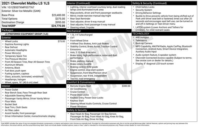 Used 2021 Chevrolet Malibu LS