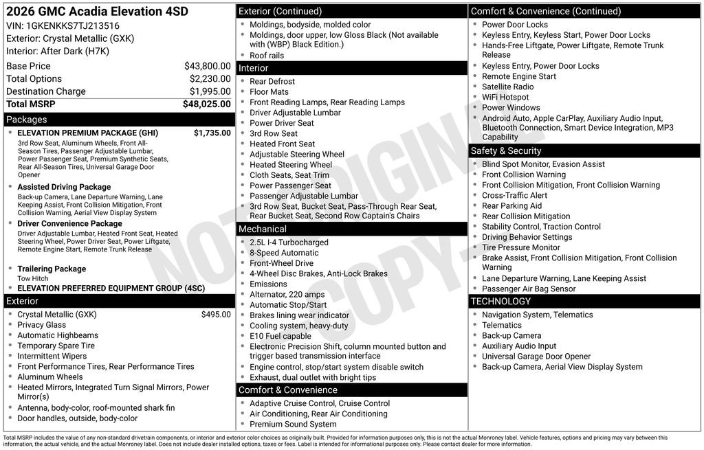 New 2026 GMC Acadia Elevation w/ Elevation Premium Package FWD image 32