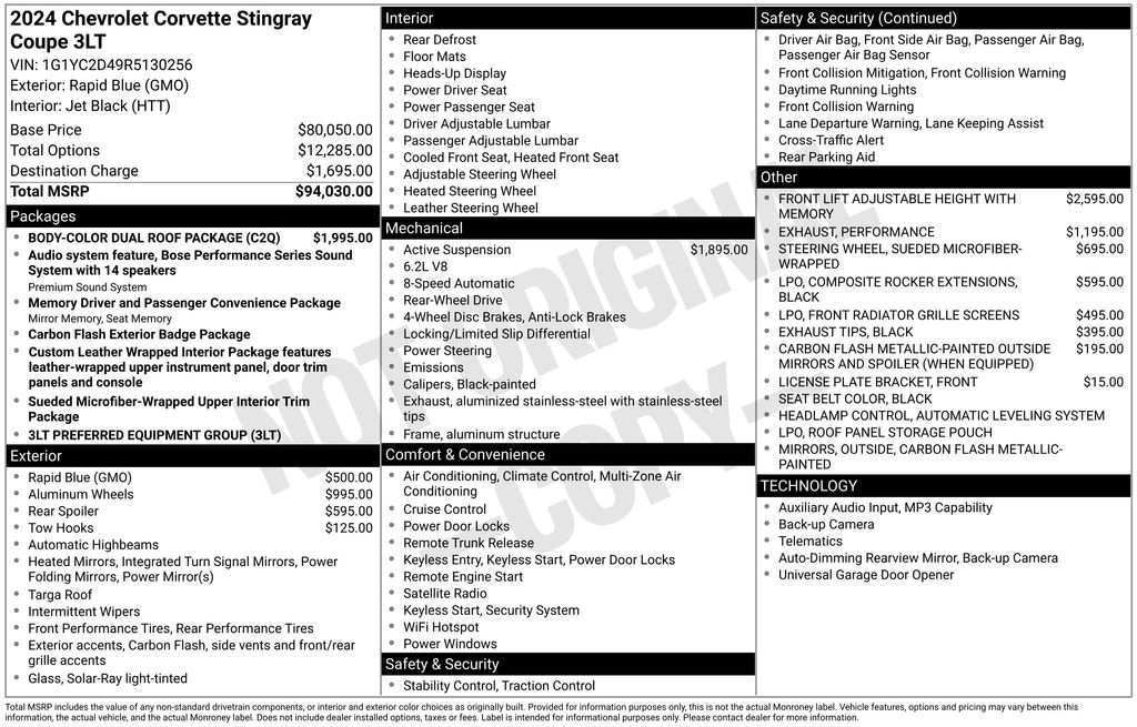 Used 2024 Chevrolet Corvette Stingray Premium Cpe w/ Body-Color Dual Roof Package RWD image 43