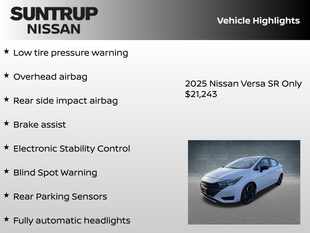 New 2025 Nissan Versa SR w/ Trunk Package image 23