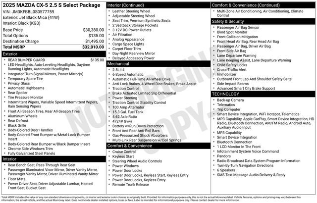 Certified 2025 MAZDA CX-5 AWD 2.5 S w/ Select Package image 4