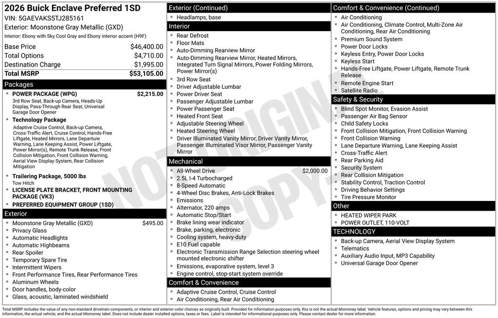 New 2026 Buick Enclave Preferred w/ Power Package AWD/4WD image 5