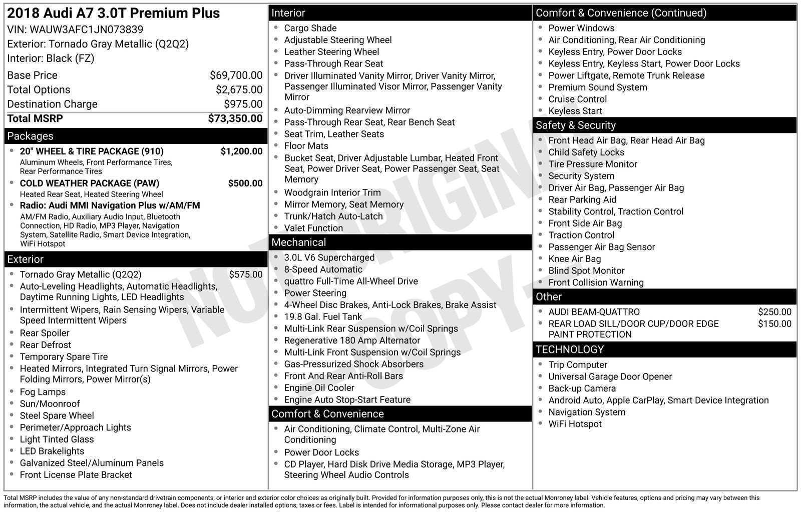 Used 2018 Audi A7 3.0T Premium Plus w/ 20" Wheel & Tire Package image 3