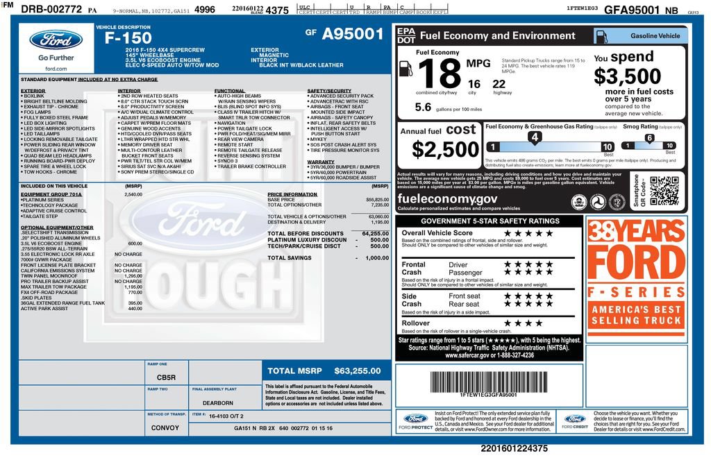 Used 2016 Ford F150 Platinum w/ Equipment Group 701A Luxury AWD/4WD image 28