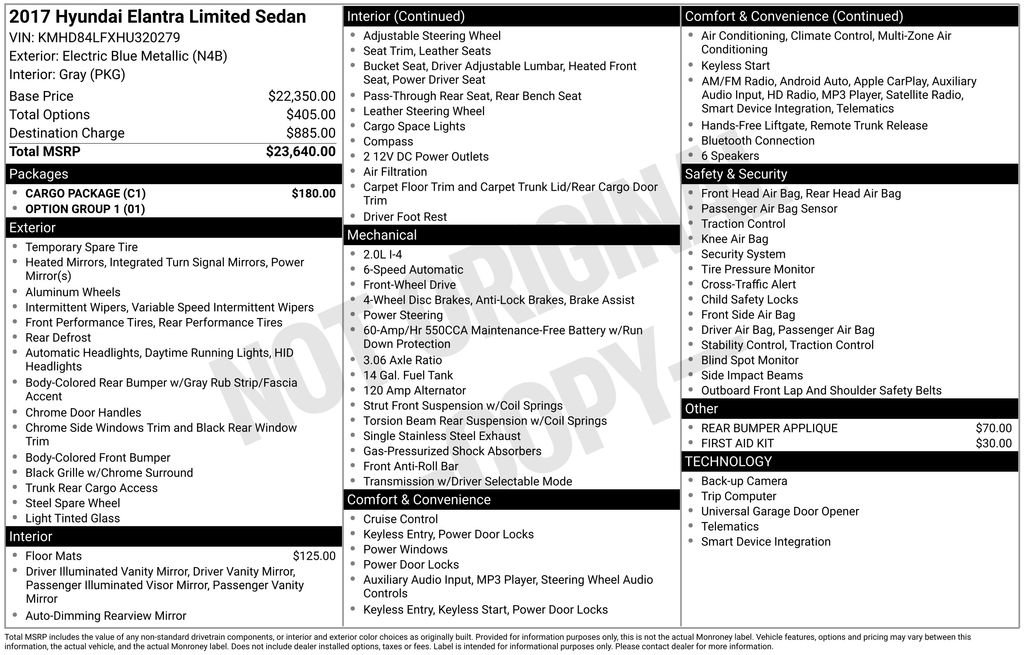 Used 2017 Hyundai Elantra Limited w/ Cargo Package image 4