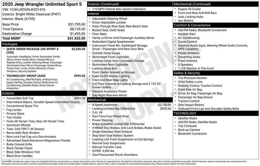 Used 2020 Jeep Wrangler Unlimited Sport S image 33