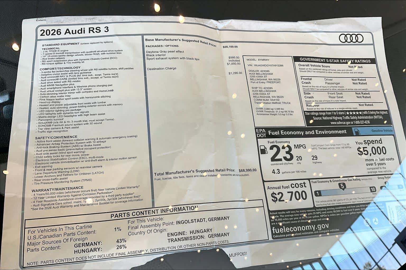 New 2026 Audi RS 3 AWD/4WD image 19