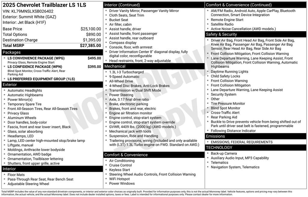 Certified 2025 Chevrolet TrailBlazer LS w/ LS Convenience Package