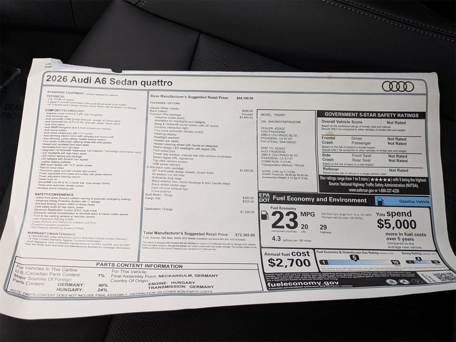 New 2026 Audi A6 Premium Plus image 18