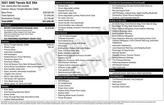 Used 2021 GMC Terrain SLE w/ Driver Convenience Package image 11