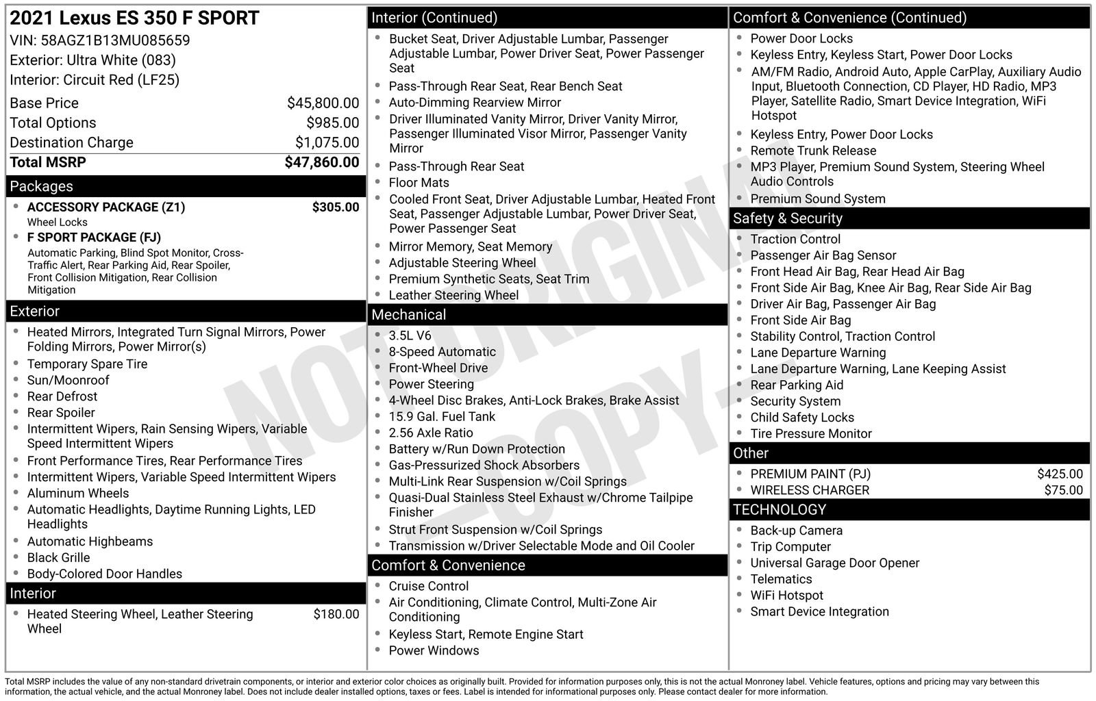 Used 2021 Lexus ES 350 F Sport w/ Accessory Package image 30