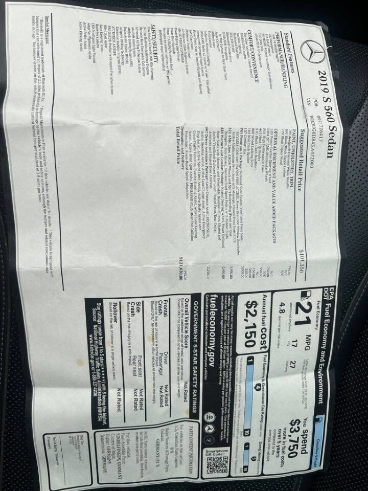 Used 2019 Mercedes-Benz S 560 Sedan image 22