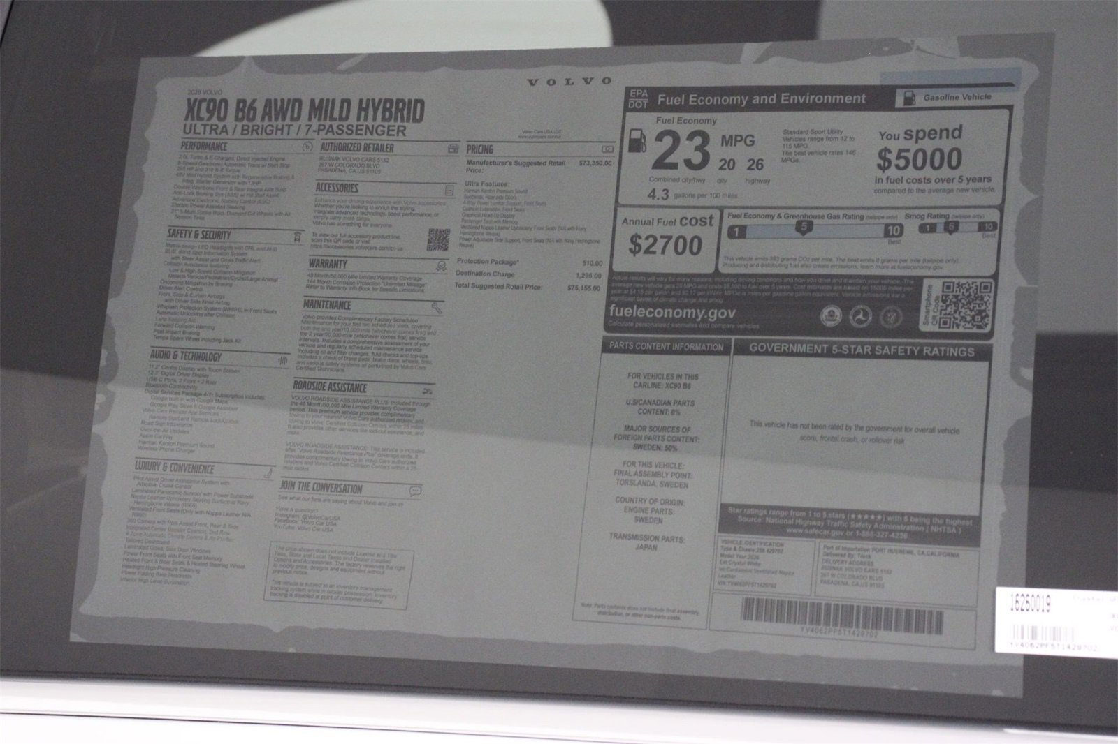 New 2026 Volvo XC90 B6 Ultra image 18