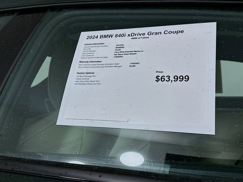 Used 2024 BMW 840i Gran Coupe xDrive w/ M Sport Professional Package image 12