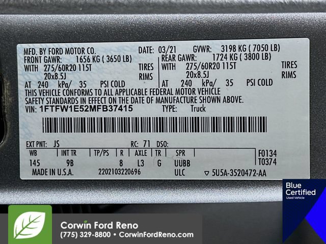 Certified 2021 Ford F150 Platinum w/ Equipment Group 701A High AWD/4WD image 37
