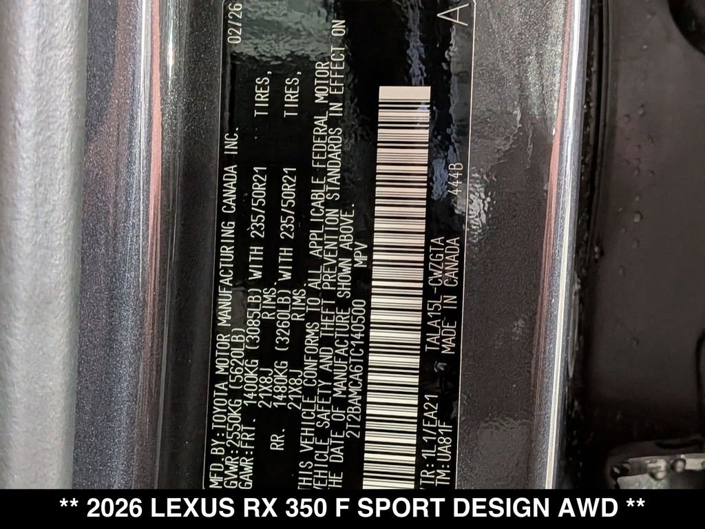New 2026 Lexus RX 350 F Sport w/ Convenience Package AWD/4WD image 19