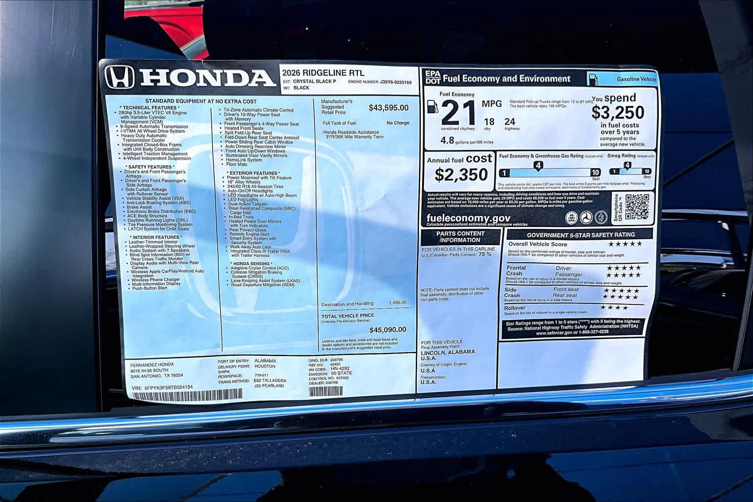 New 2026 Honda Ridgeline RTL image 18