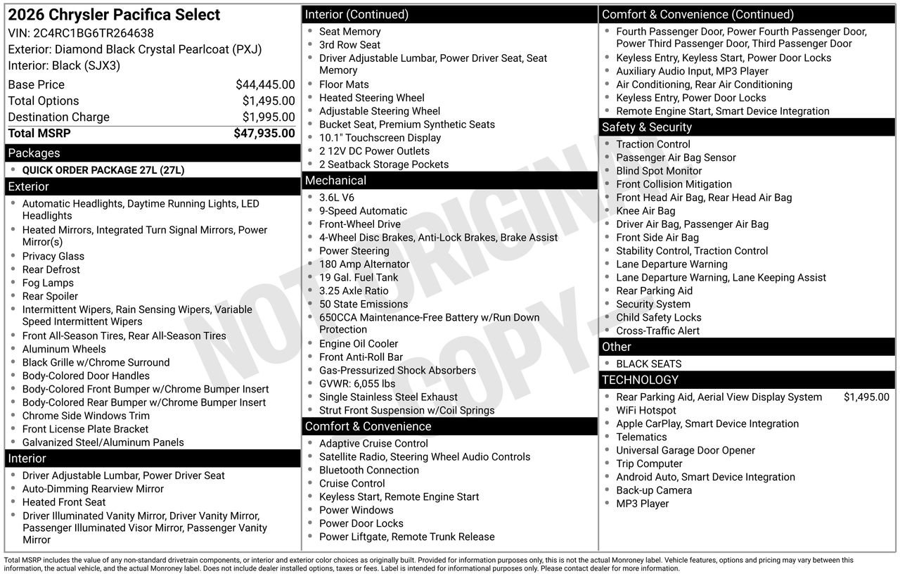 New 2026 Chrysler Pacifica Select FWD image 27