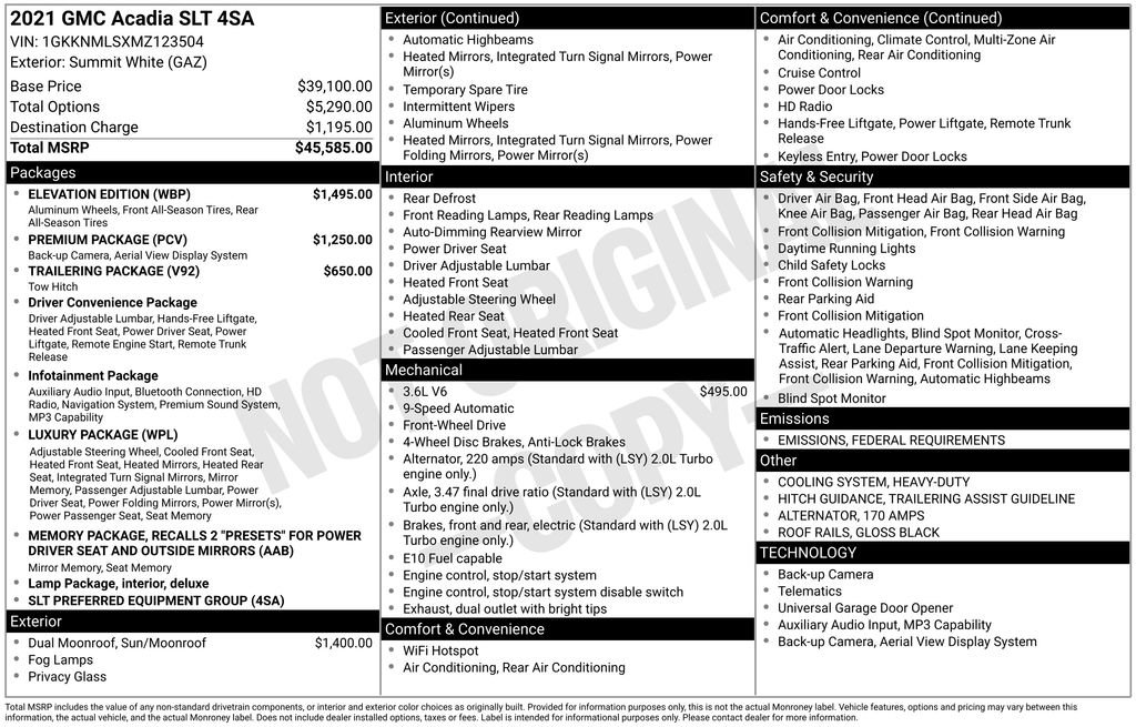 Used 2021 GMC Acadia SLT w/ Elevation Edition image 4