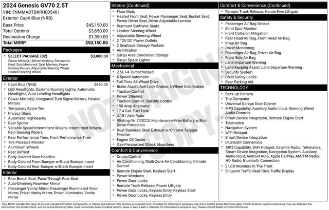 Used 2024 Genesis GV70 2.5T w/ Select Package image 10