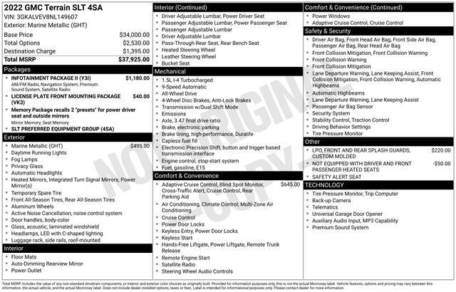 Used 2022 GMC Terrain SLT w/ Infotainment Package II AWD/4WD image 3