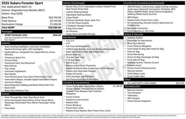 Certified 2026 Subaru Forester Sport w/ Sport Package image 13
