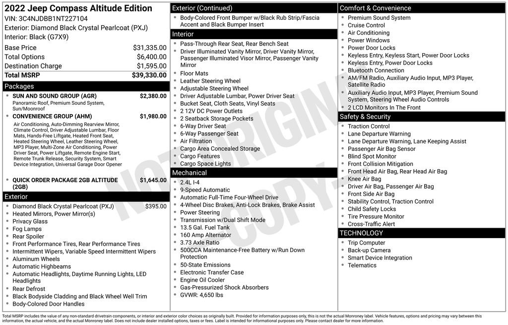 Used 2022 Jeep Compass Altitude w/ Sun and Sound Group image 42