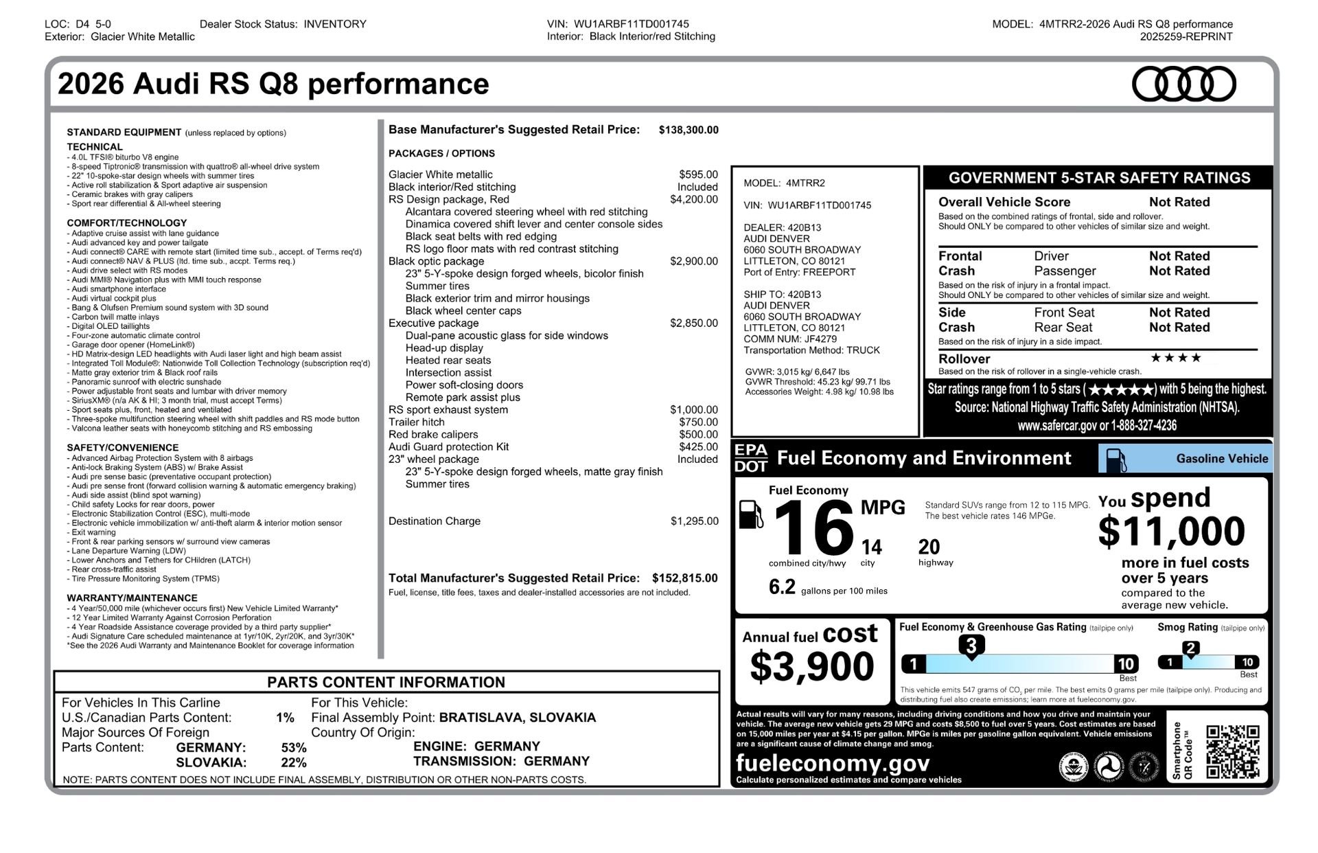 Used 2026 Audi RS Q8 performance AWD/4WD image 85