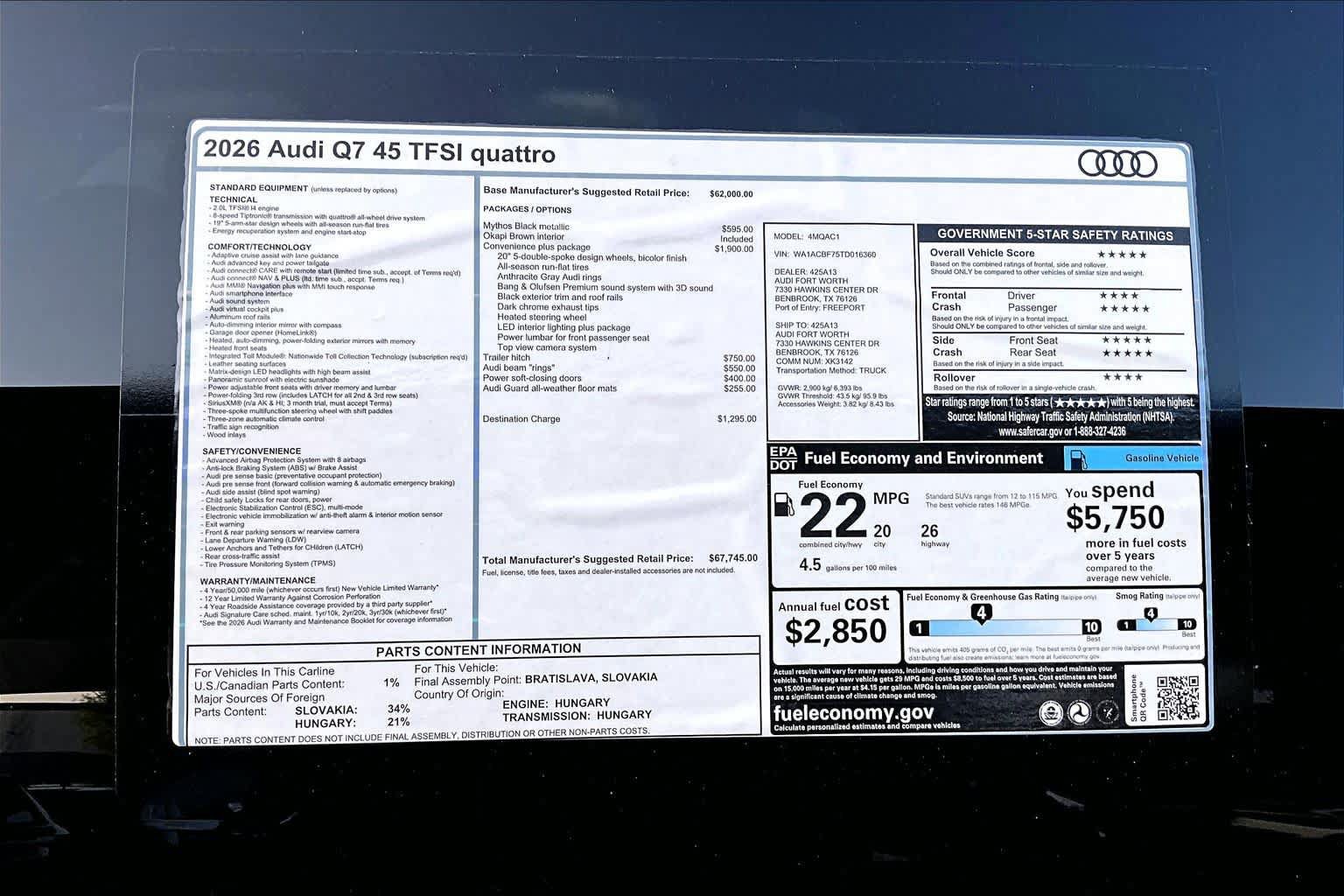 New 2026 Audi Q7 2.0T Premium w/ Convenience Plus Package AWD/4WD image 16