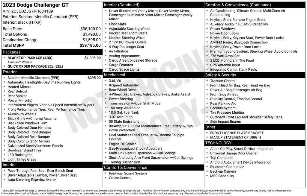 Used 2023 Dodge Challenger GT w/ Blacktop Package RWD image 6
