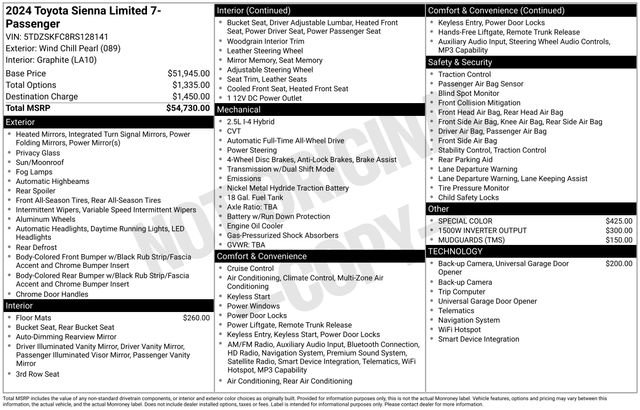 Used 2024 Toyota Sienna Limited AWD/4WD image 6