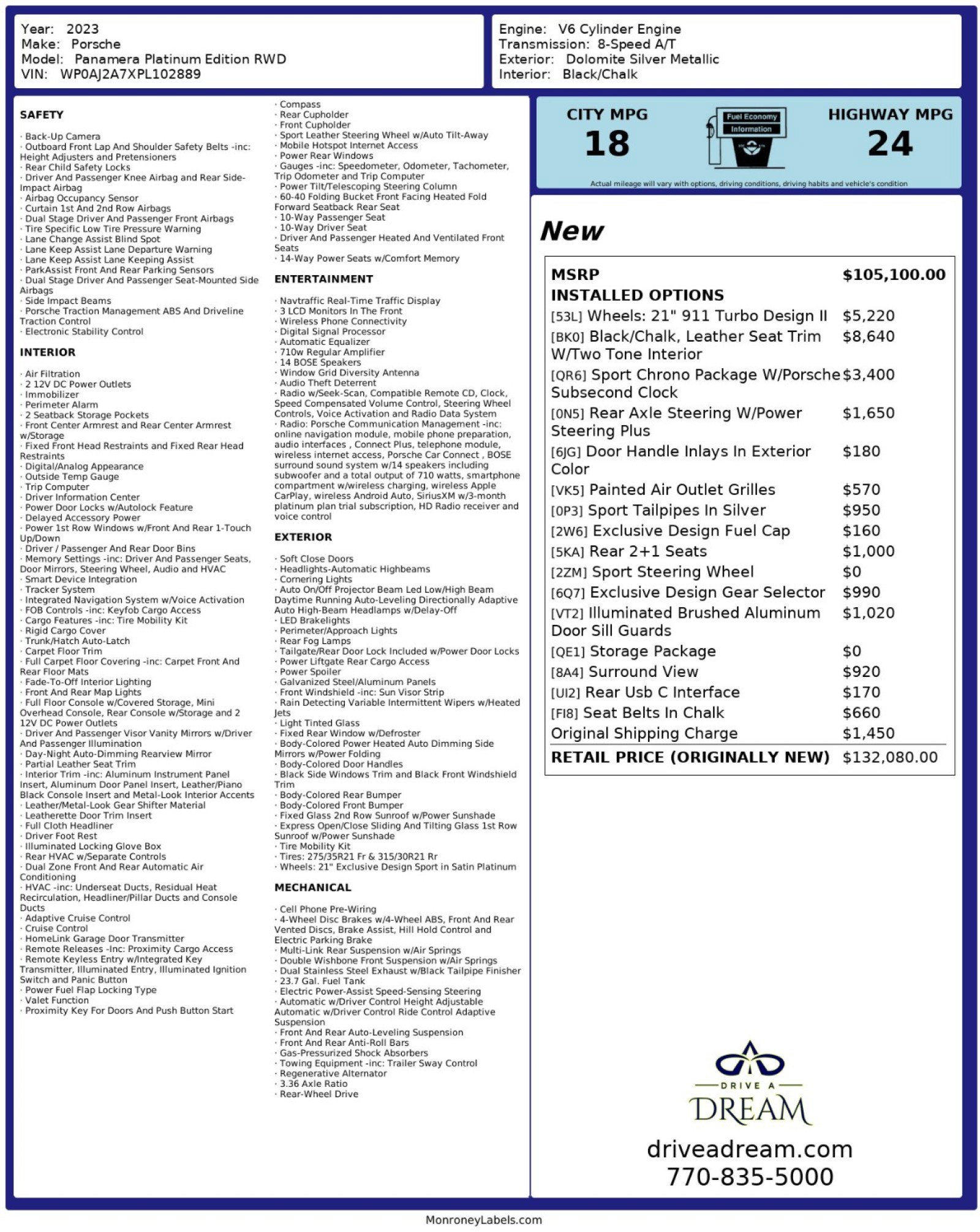 Used 2023 Porsche Panamera Platinum Edition image 58