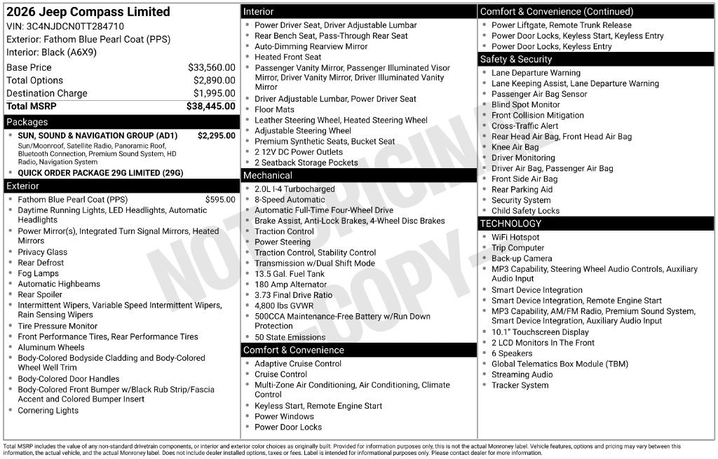 New 2026 Jeep Compass Limited w/ Sun, Sound & Navigation Group AWD/4WD image 3