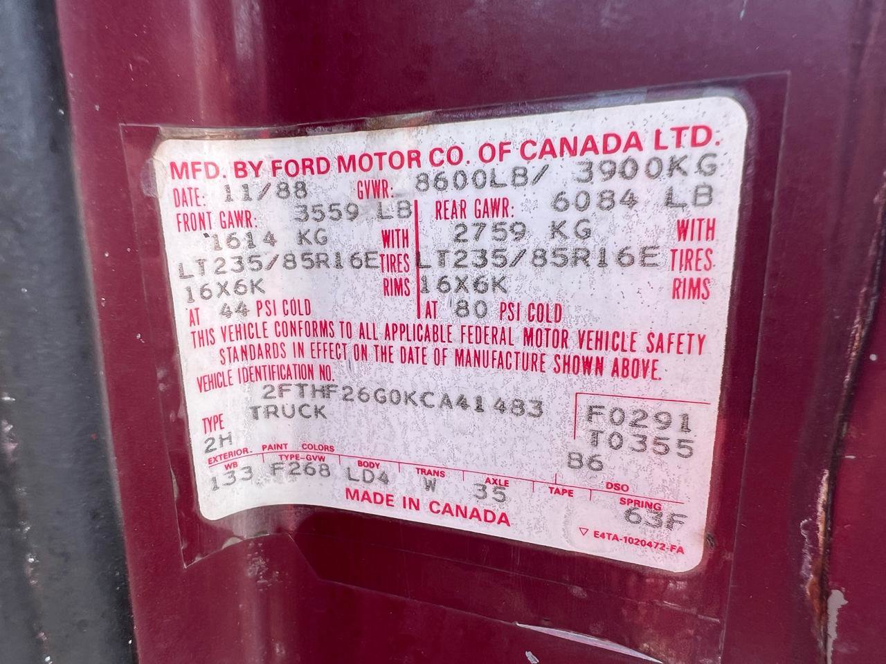 Used 1989 Ford F250 4x4 Regular Cab image 10