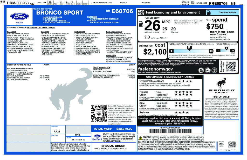 Used 2024 Ford Bronco Sport Big Bend AWD/4WD image 4