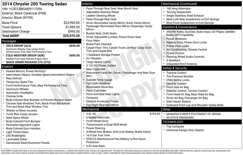 Used 2014 Chrysler 200 Touring w/ 200 S Group FWD image 10
