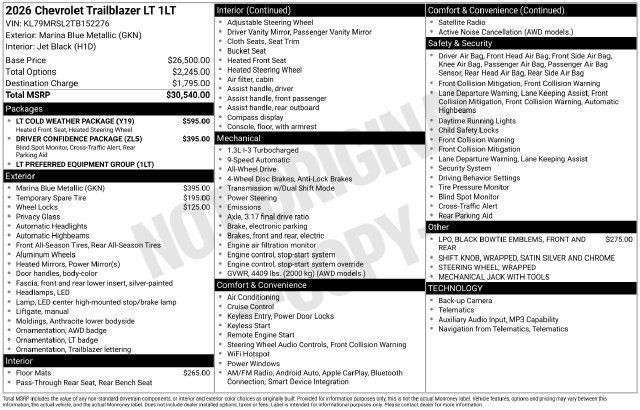 Used 2026 Chevrolet TrailBlazer LT w/ LT Cold Weather Package AWD/4WD image 31